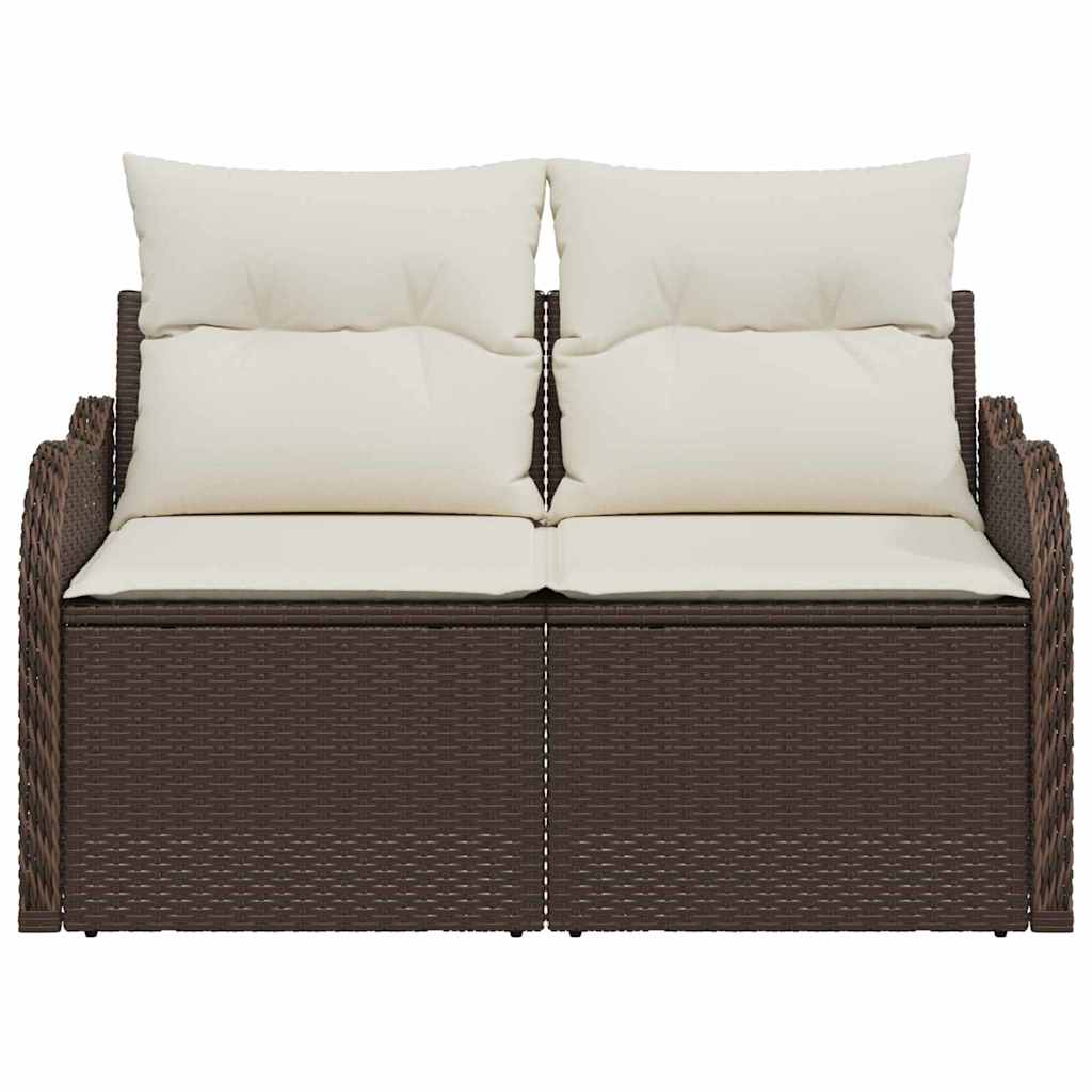 Tuinbank met kussen Bruin 121 x 62 x 69cm poly rattan