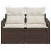 Tuinbank met kussen Bruin 121 x 62 x 69cm poly rattan