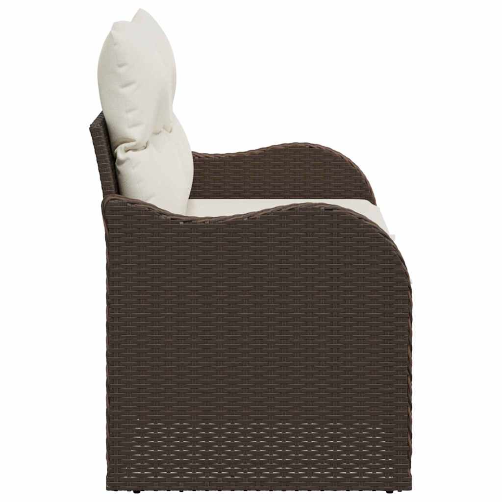 Tuinbank met kussen Bruin 121 x 62 x 69cm poly rattan