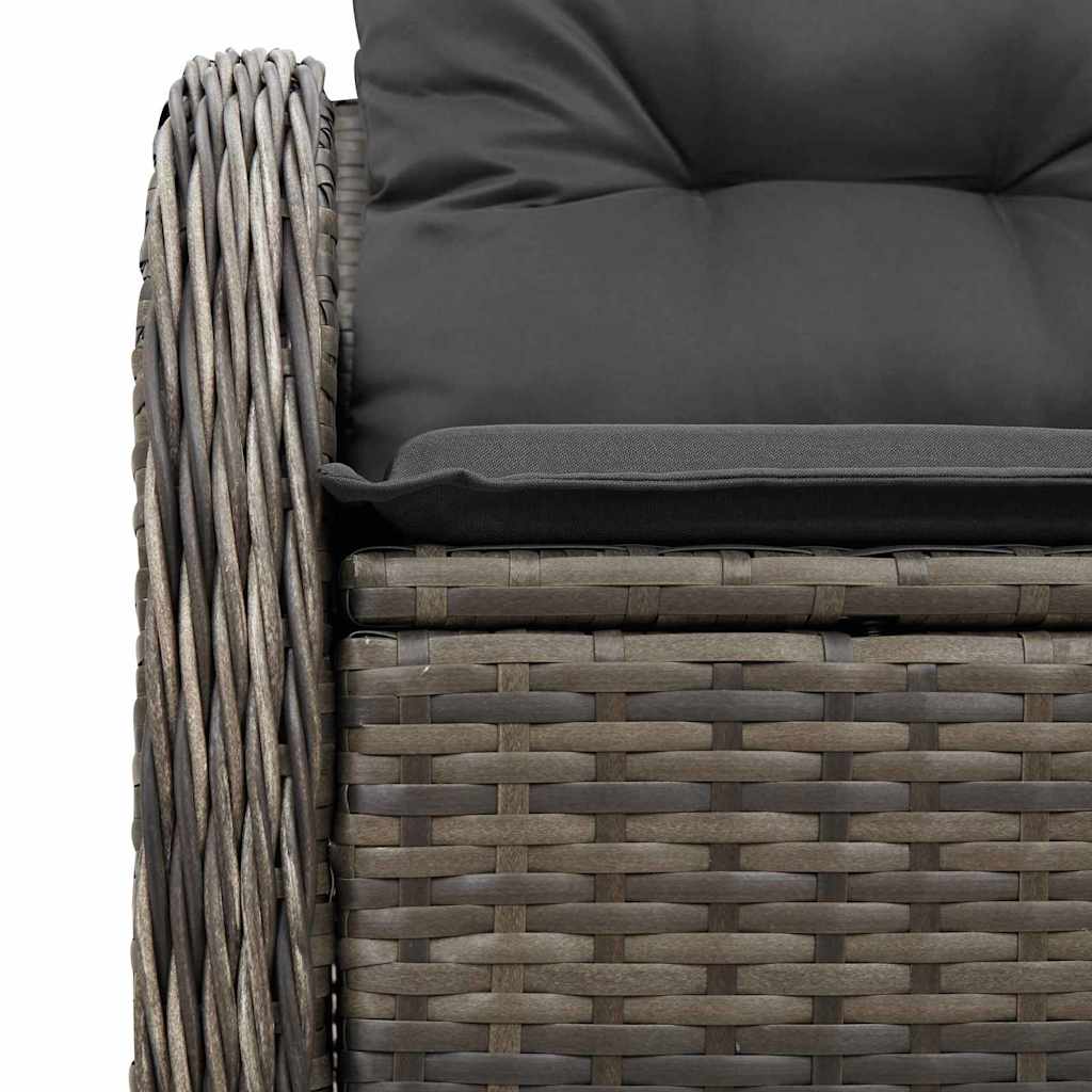 Tuinbank met kussen Grijs 121 x 62 x 69cm poly rattan
