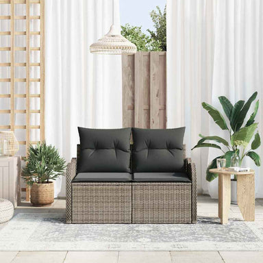 Tuinbank met kussen Grijs 121 x 62 x 69cm poly rattan