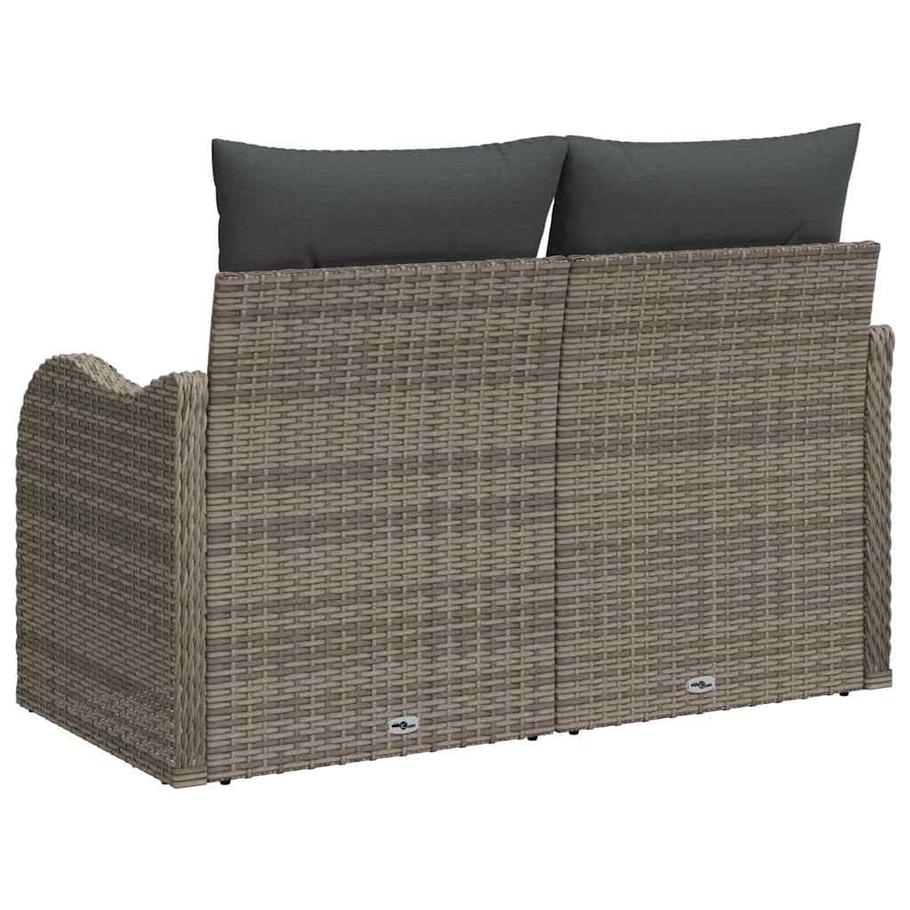 Tuinbank met kussen Grijs 121 x 62 x 69cm poly rattan