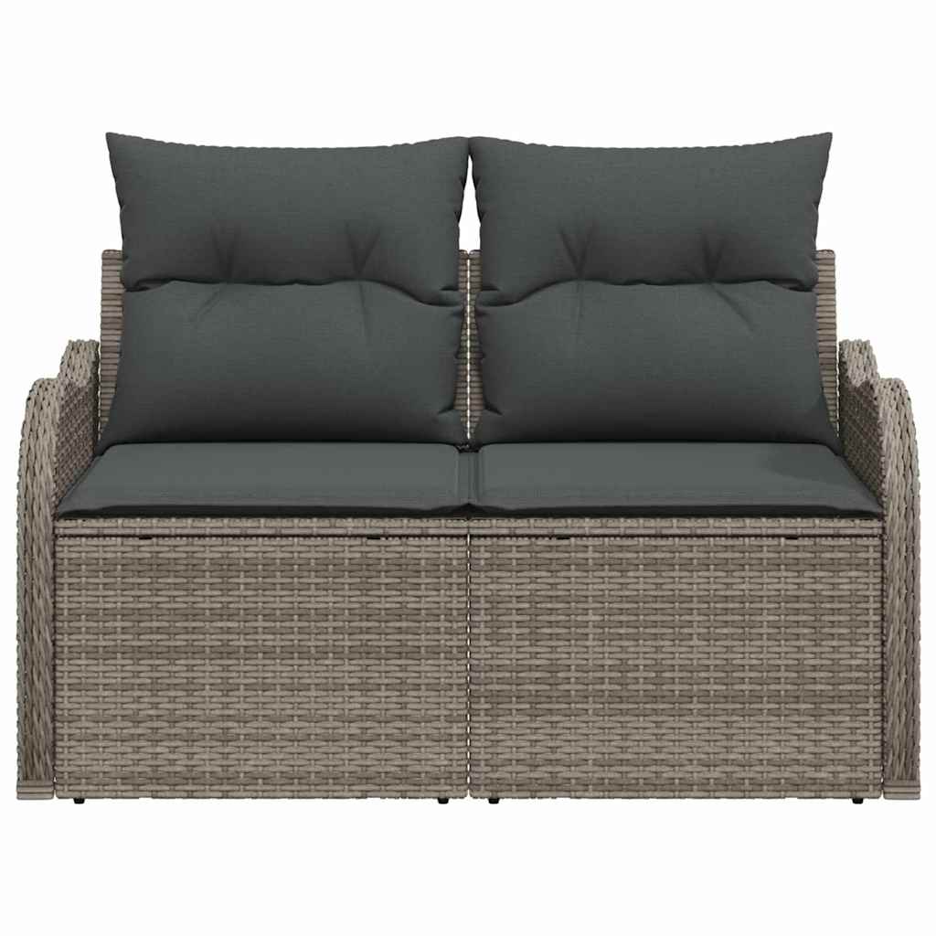 Tuinbank met kussen Grijs 121 x 62 x 69cm poly rattan