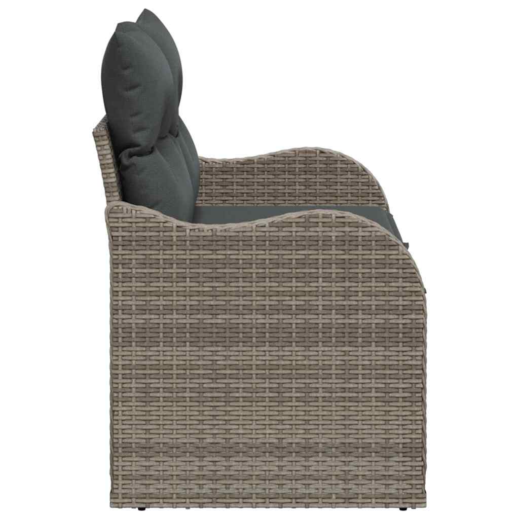 Tuinbank met kussen Grijs 121 x 62 x 69cm poly rattan