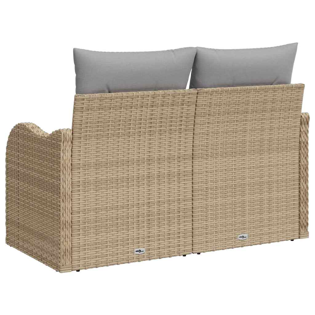 Tuinbank met kussen Beige 121 x 62 x 69cm poly rattan