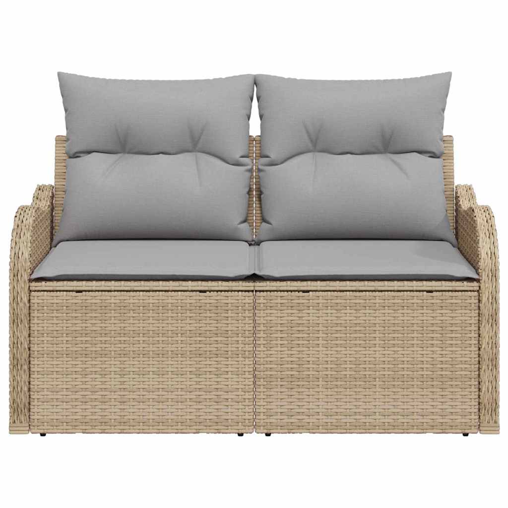 Tuinbank met kussen Beige 121 x 62 x 69cm poly rattan