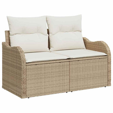 Tuinbank met kussen Beige 121 x 62 x 69cm poly rattan