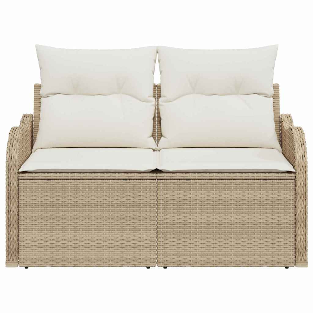 Tuinbank met kussen Beige 121 x 62 x 69cm poly rattan