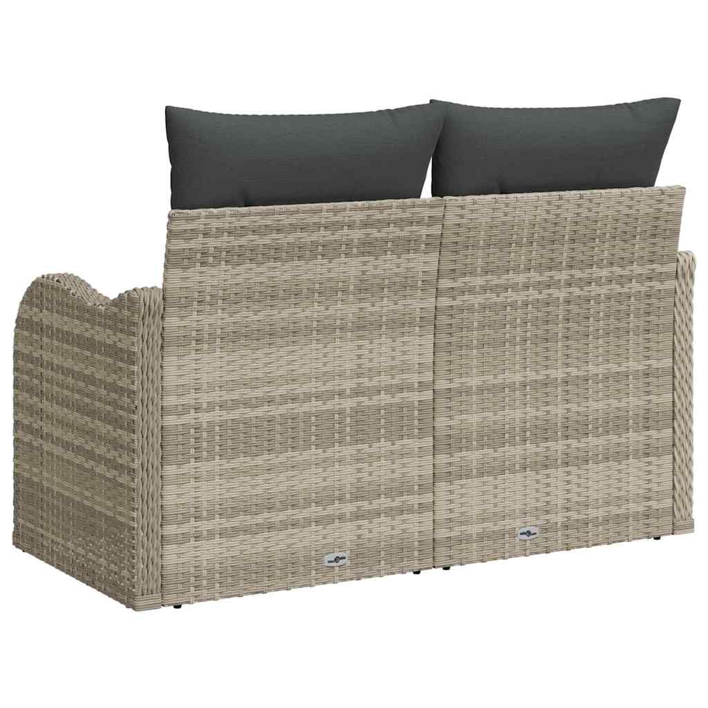 Tuinbank met kussen Lichtgrijs 121 x 62 x 69cm poly rattan