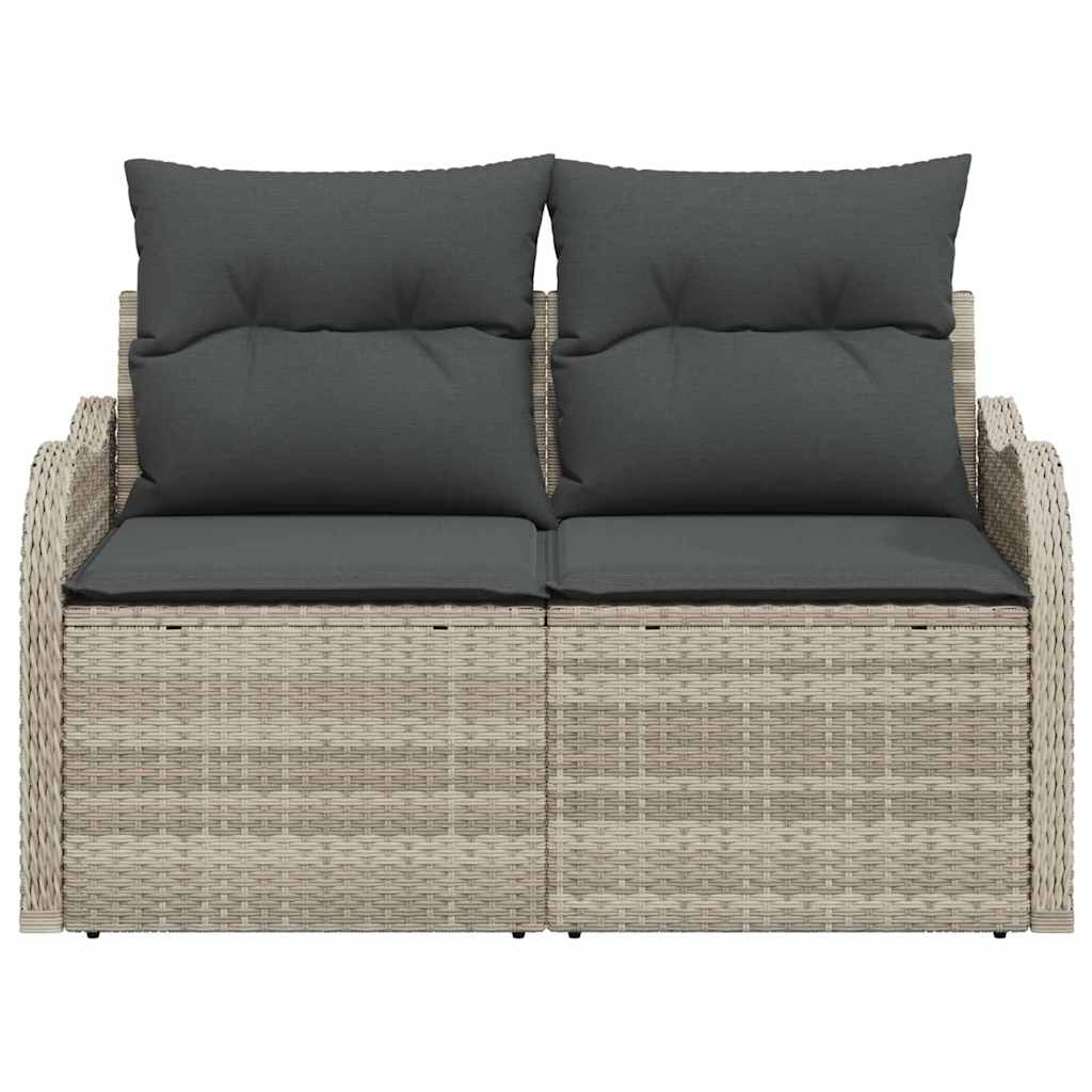 Tuinbank met kussen Lichtgrijs 121 x 62 x 69cm poly rattan