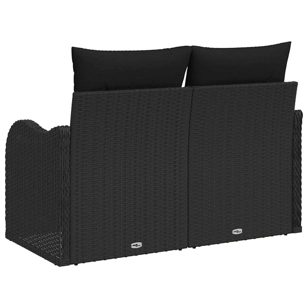 Tuinbank met kussen Zwart 121 x 62 x 69cm poly rattan