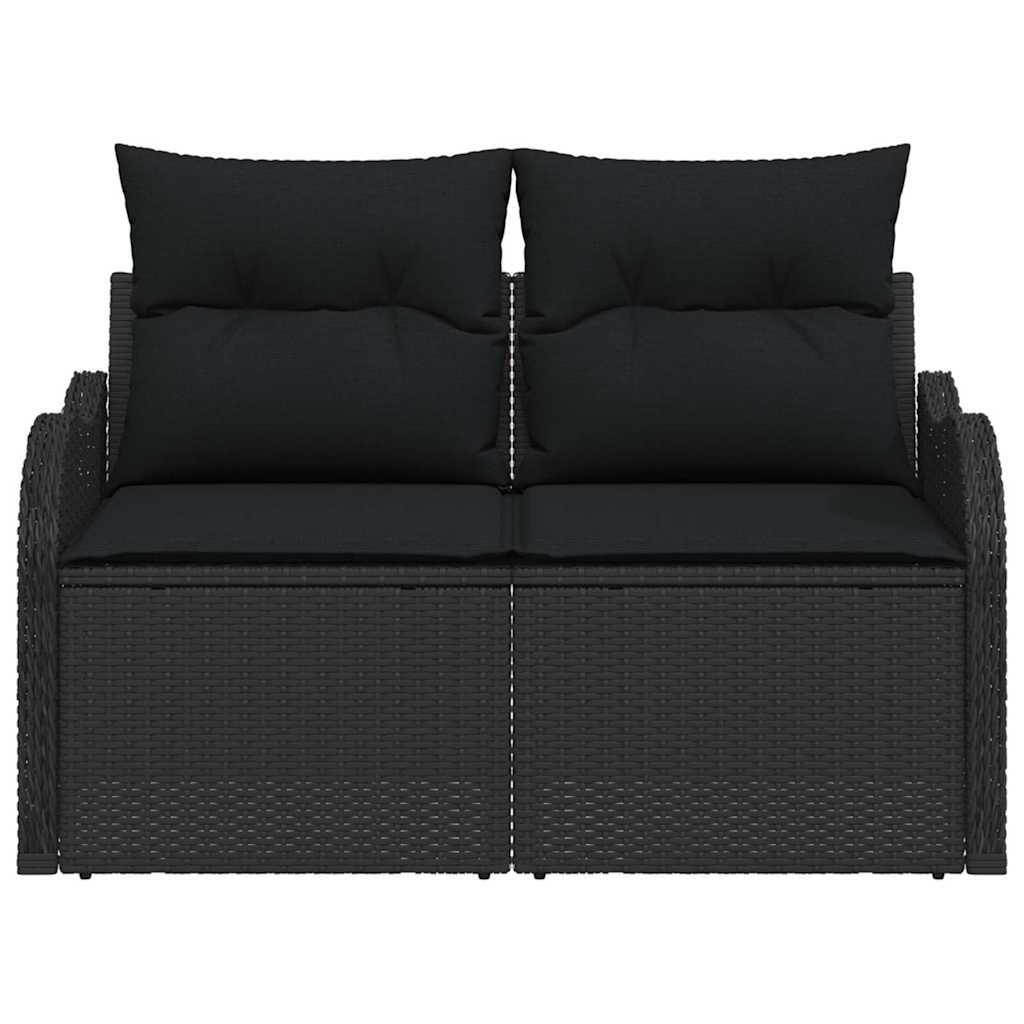 Tuinbank met kussen Zwart 121 x 62 x 69cm poly rattan
