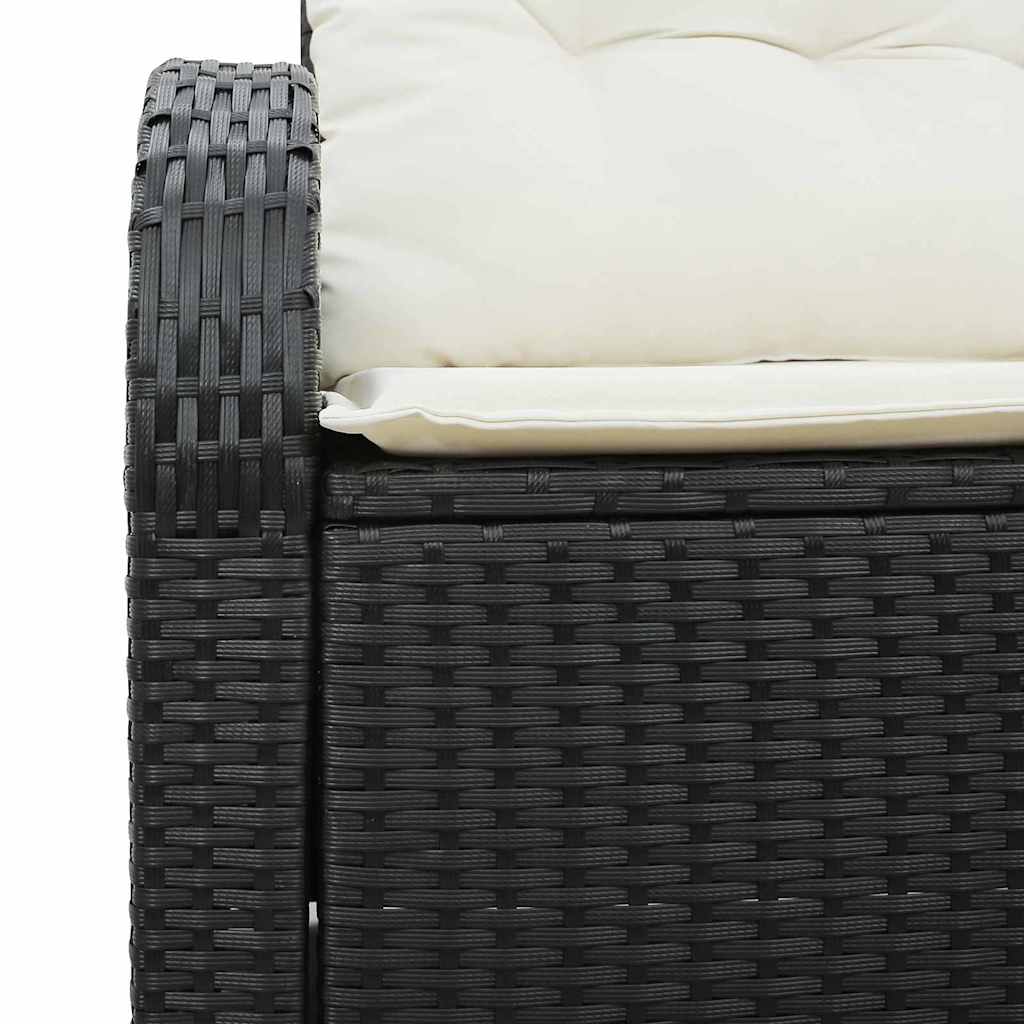Tuinbank met kussen Zwart 124 x 62 x 69cm poly rattan