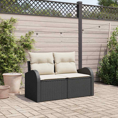 Tuinbank met kussen Zwart 124 x 62 x 69cm poly rattan