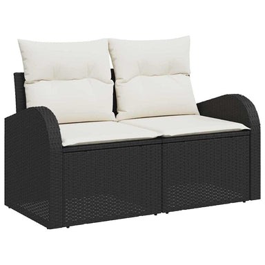 Tuinbank met kussen Zwart 124 x 62 x 69cm poly rattan
