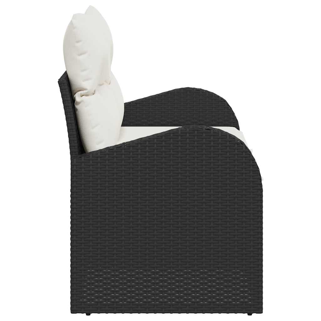 Tuinbank met kussen Zwart 124 x 62 x 69cm poly rattan