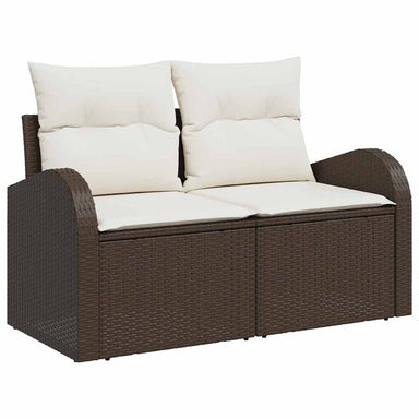 Tuinbank met kussen Bruin 124 x 62 x 69cm poly rattan
