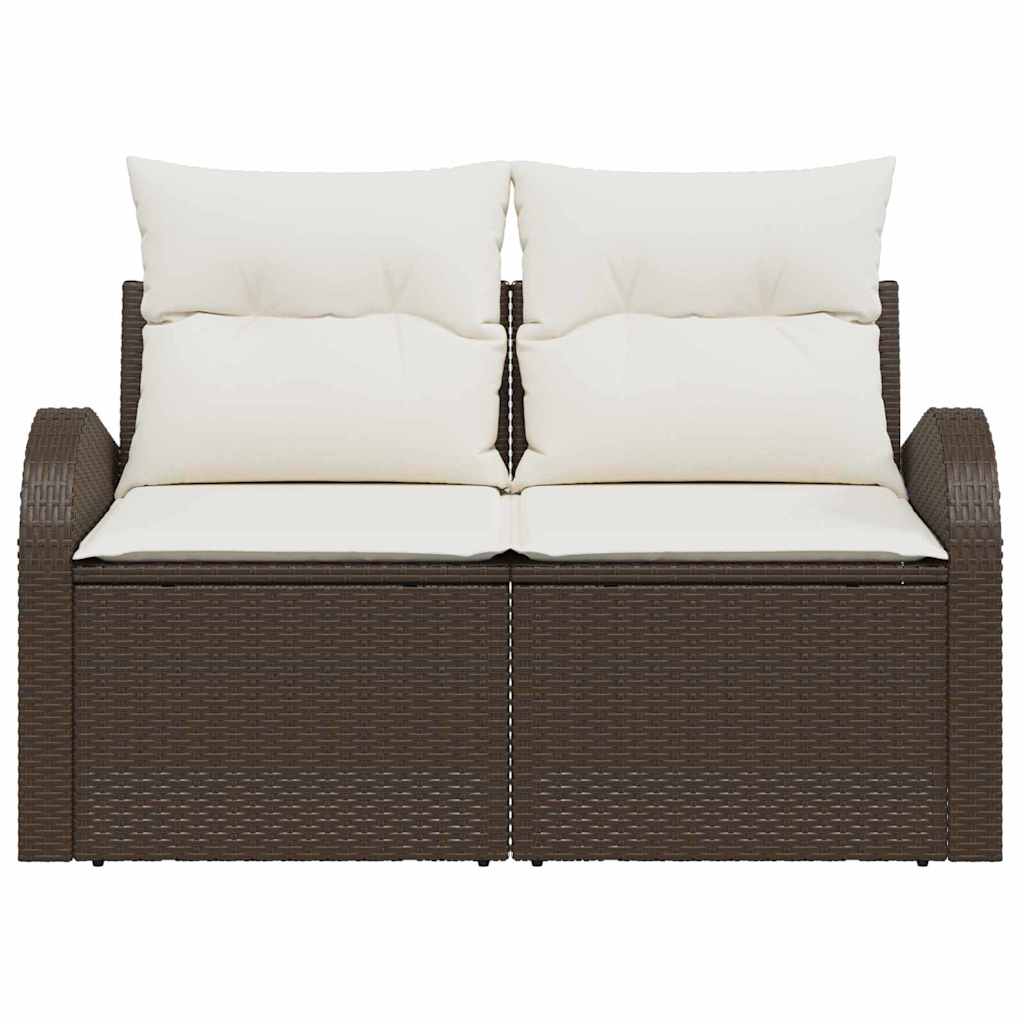 Tuinbank met kussen Bruin 124 x 62 x 69cm poly rattan
