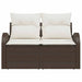 Tuinbank met kussen Bruin 124 x 62 x 69cm poly rattan
