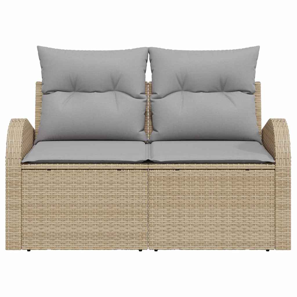 Tuinbank met kussen Beige 124 x 62 x 69cm poly rattan