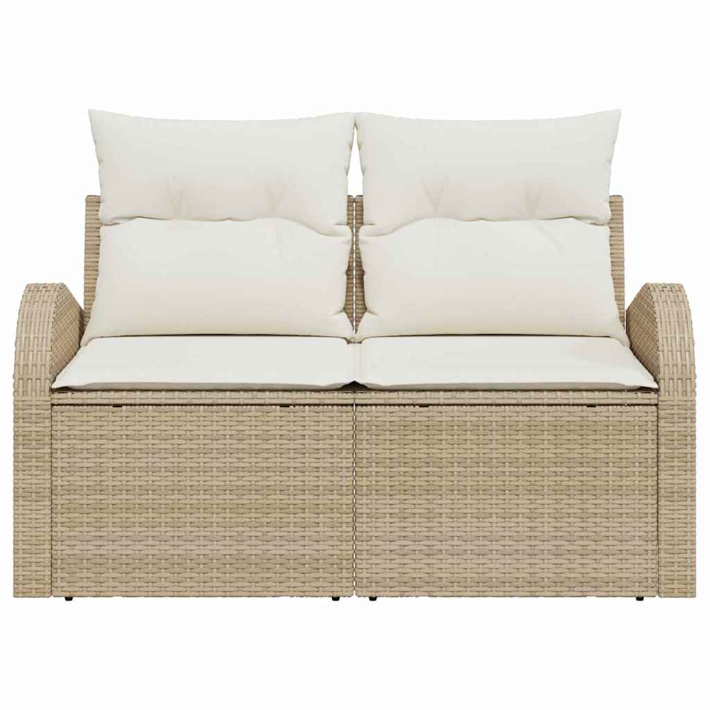 Tuinbank met kussen Beige 124 x 62 x 69cm poly rattan