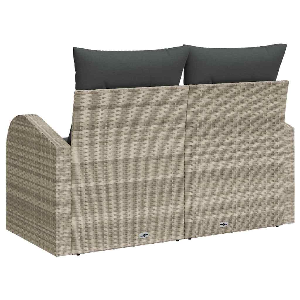 Tuinbank met kussen Lichtgrijs 124 x 62 x 69cm poly rattan