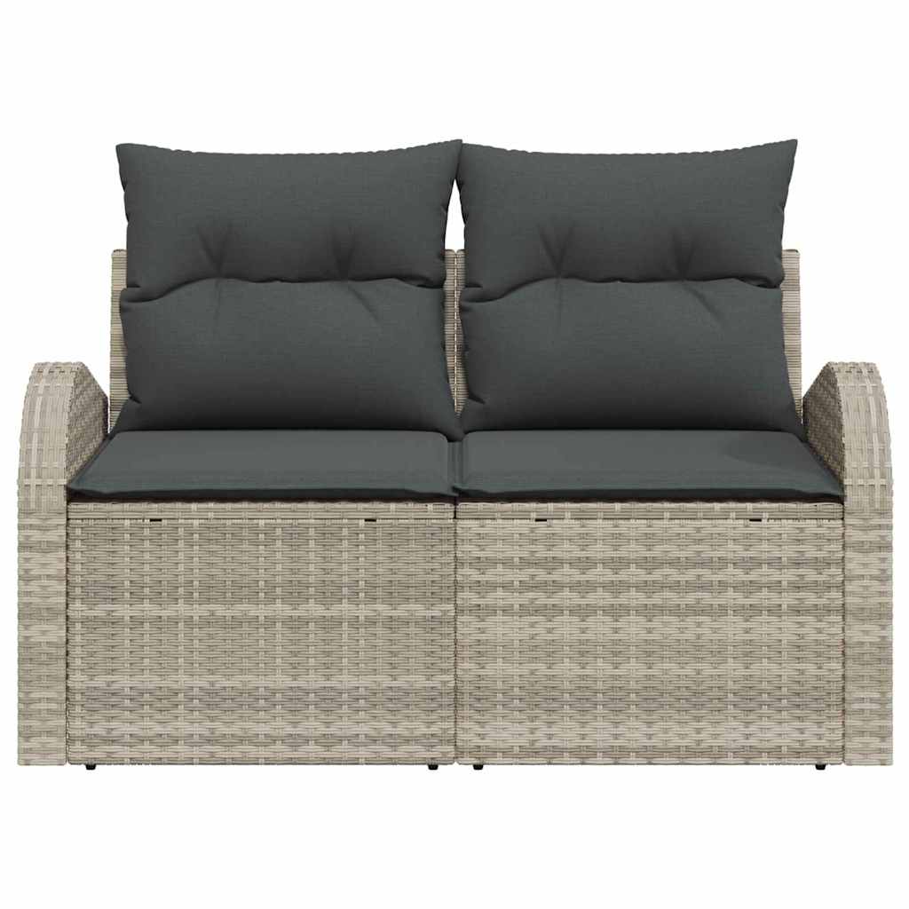 Tuinbank met kussen Lichtgrijs 124 x 62 x 69cm poly rattan