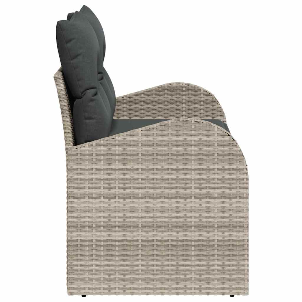 Tuinbank met kussen Lichtgrijs 124 x 62 x 69cm poly rattan