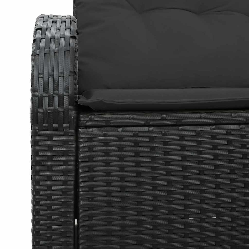 Tuinbank met kussen Zwart 124 x 62 x 69cm poly rattan