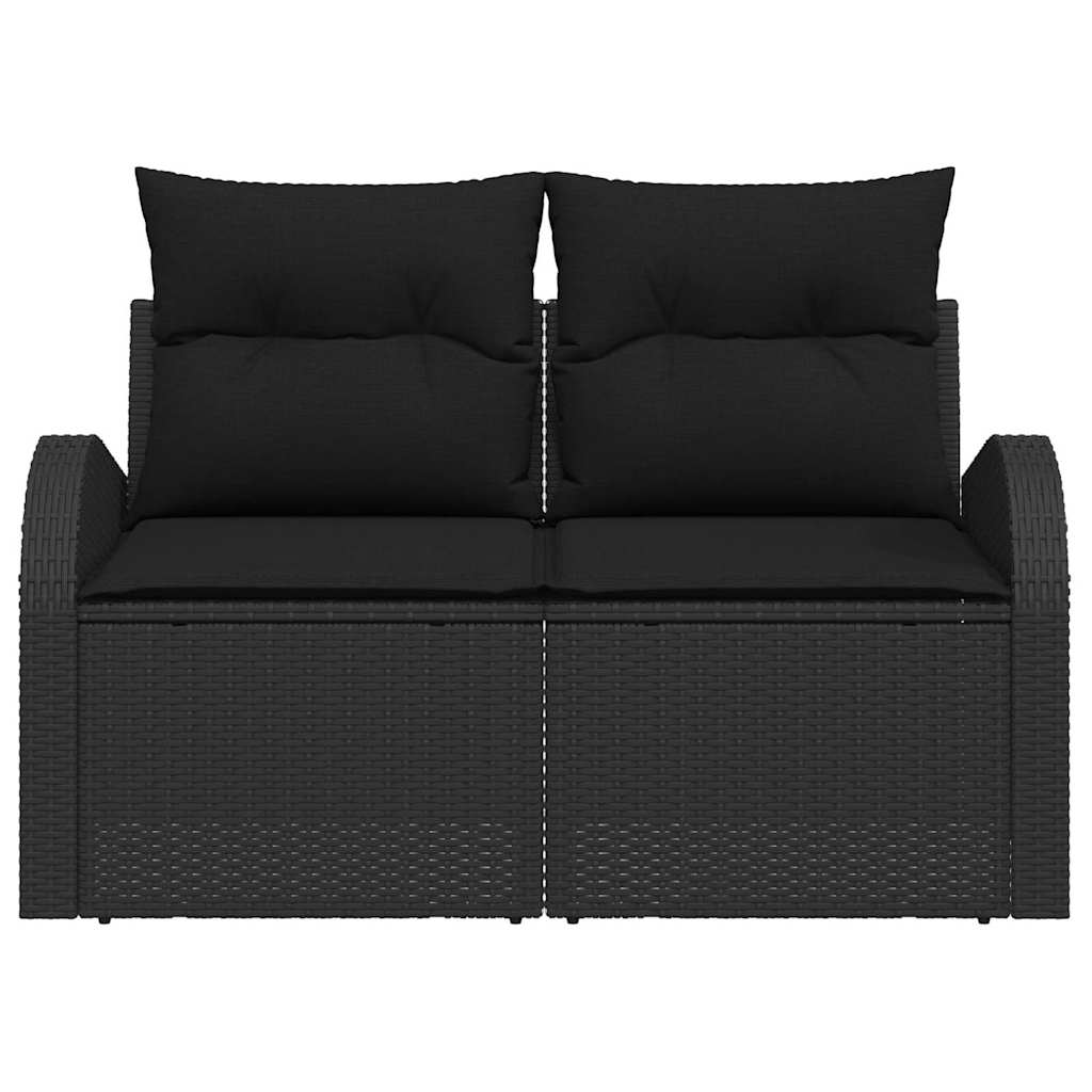 Tuinbank met kussen Zwart 124 x 62 x 69cm poly rattan