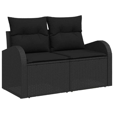 Tuinbank met kussen Zwart 124 x 62 x 69cm poly rattan