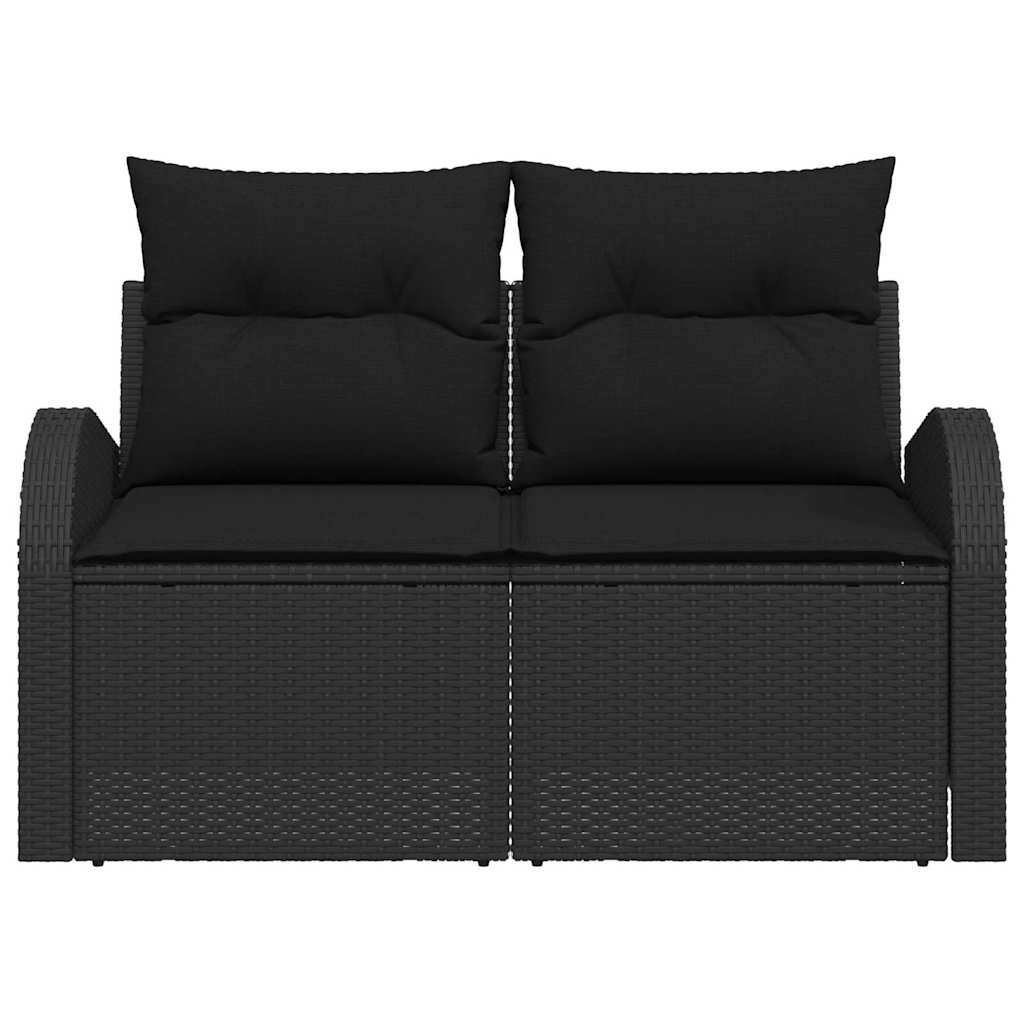 Tuinbank met kussen Zwart 124 x 62 x 69cm poly rattan
