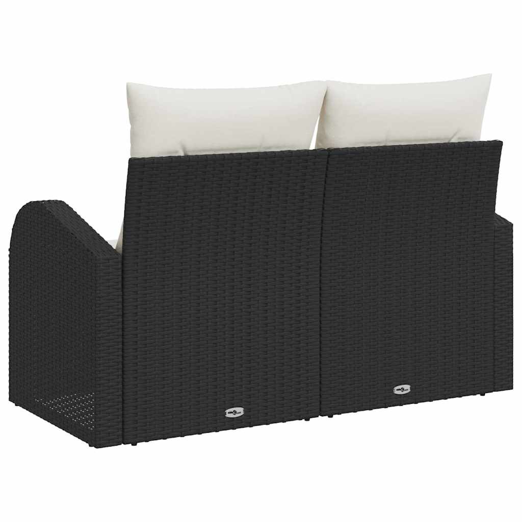 Tuinbank met kussen Zwart 124 x 62 x 69cm poly rattan