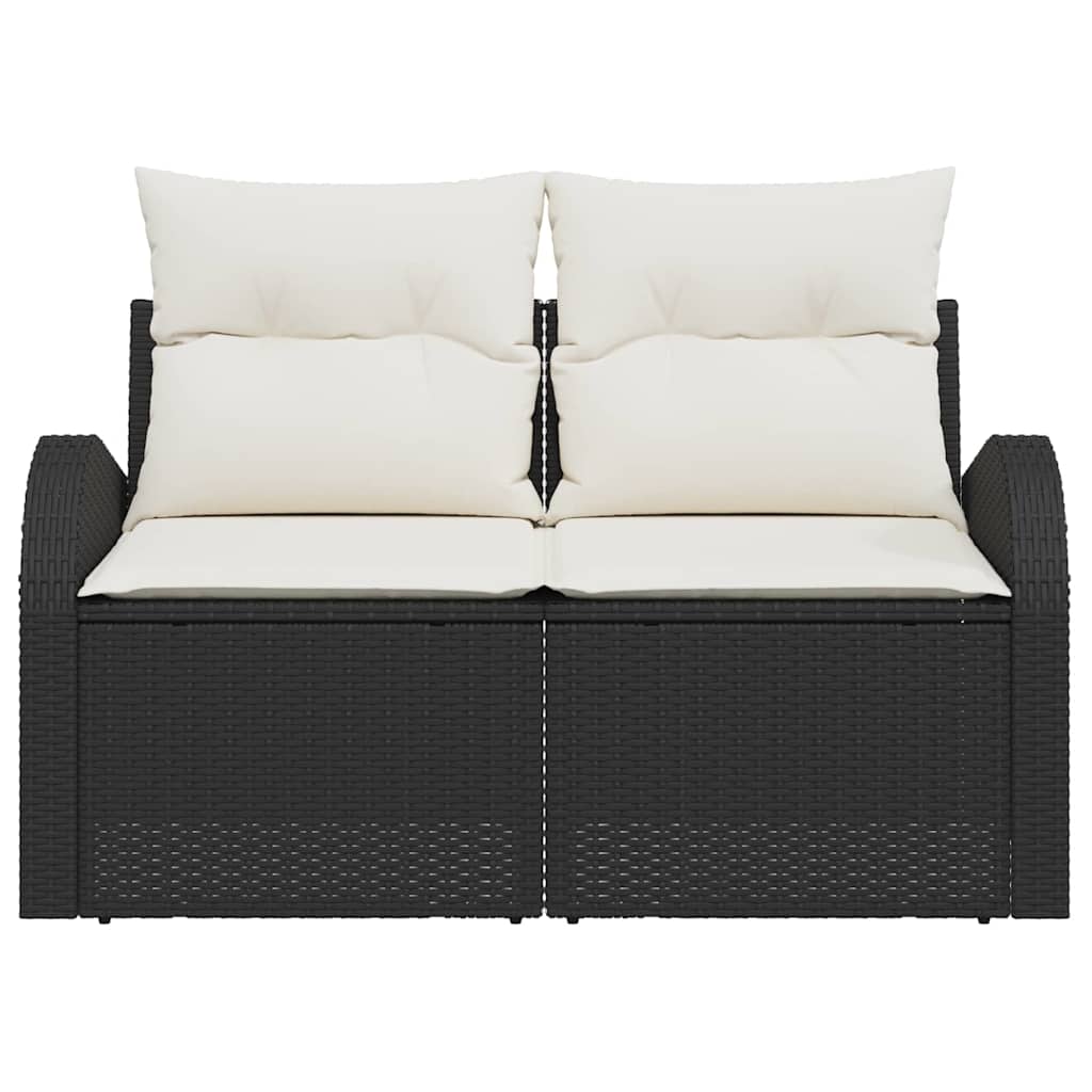 Tuinbank met kussen Zwart 124 x 62 x 69cm poly rattan