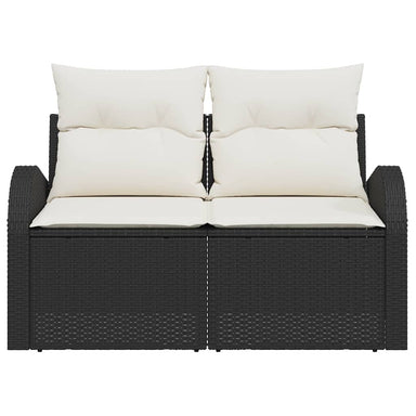 Tuinbank met kussen Zwart 124 x 62 x 69cm poly rattan