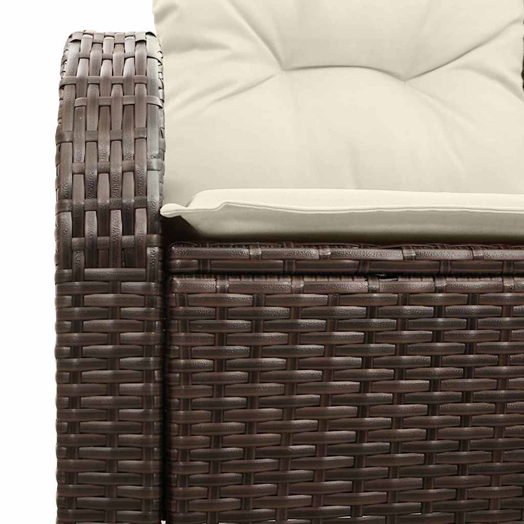 Tuinbank met kussen Bruin 124 x 62 x 69cm poly rattan