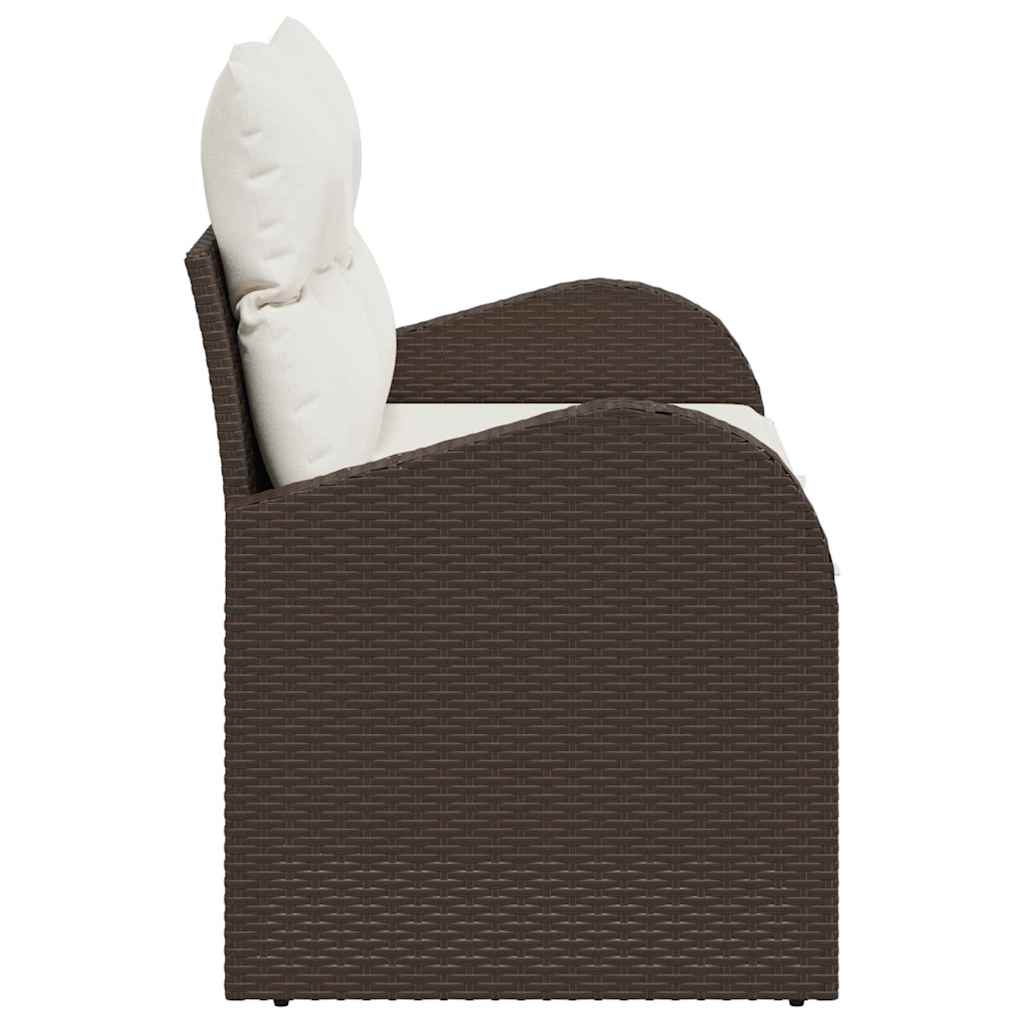 Tuinbank met kussen Bruin 124 x 62 x 69cm poly rattan