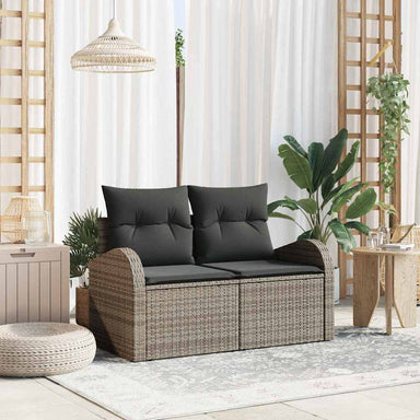 Tuinbank met kussen Grijs 124 x 62 x 69cm poly rattan