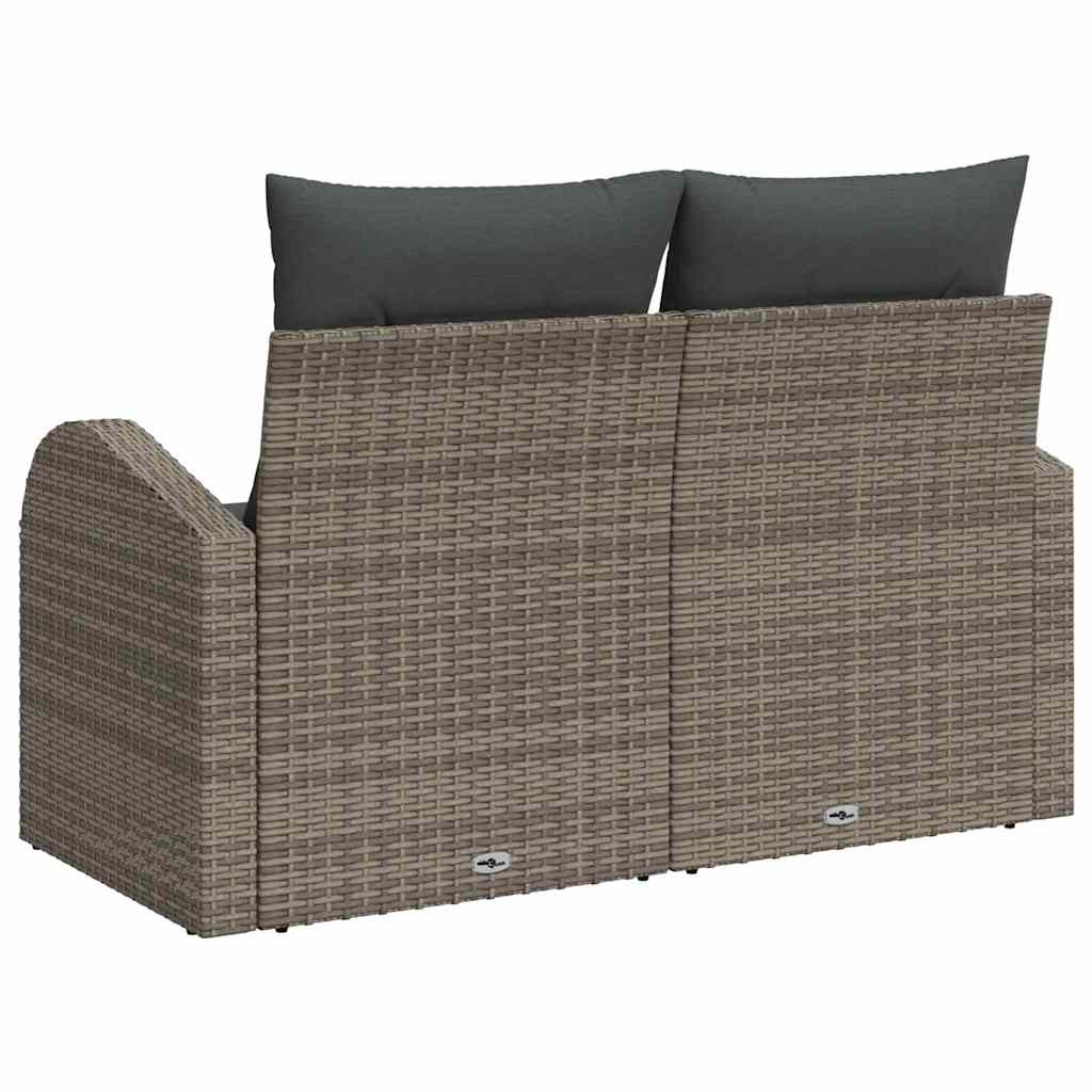 Tuinbank met kussen Grijs 124 x 62 x 69cm poly rattan