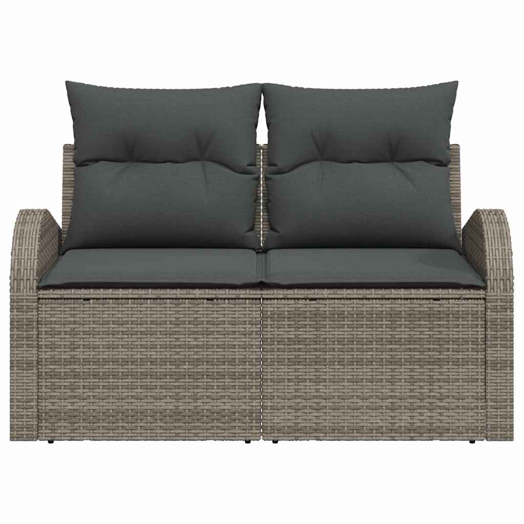 Tuinbank met kussen Grijs 124 x 62 x 69cm poly rattan