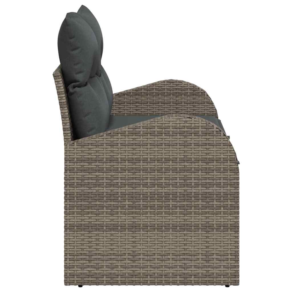 Tuinbank met kussen Grijs 124 x 62 x 69cm poly rattan