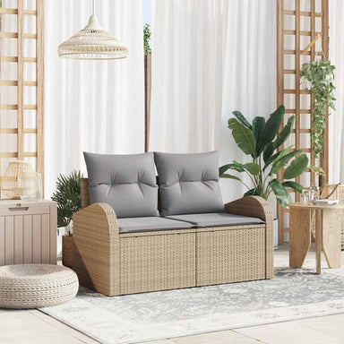 Tuinbank met kussen Beige 124 x 62 x 69cm poly rattan