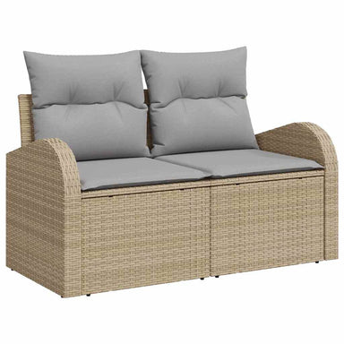 Tuinbank met kussen Beige 124 x 62 x 69cm poly rattan