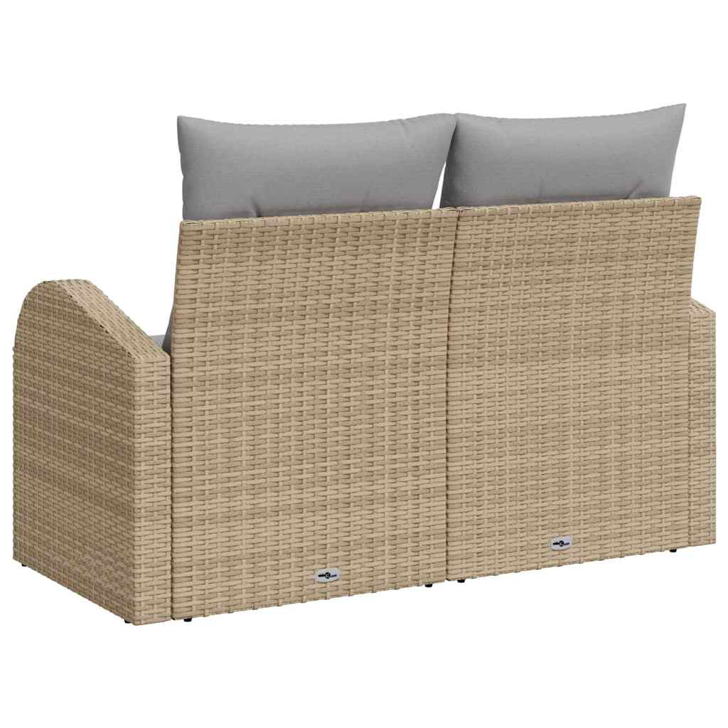 Tuinbank met kussen Beige 124 x 62 x 69cm poly rattan