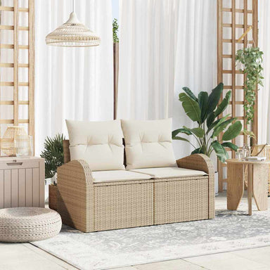 Tuinbank met kussen Beige 124 x 62 x 69cm poly rattan