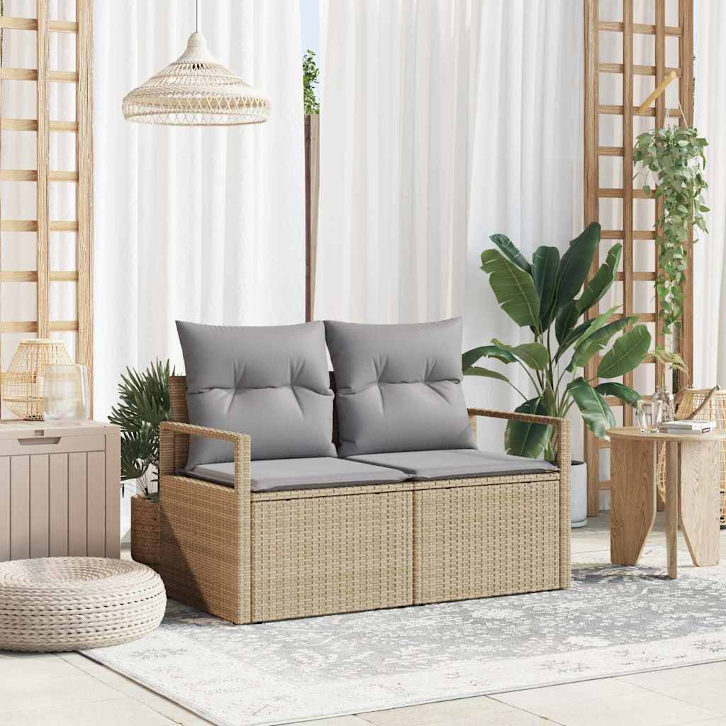 Tuinbank met kussen 120 x 62 x 69 cm poly rattan