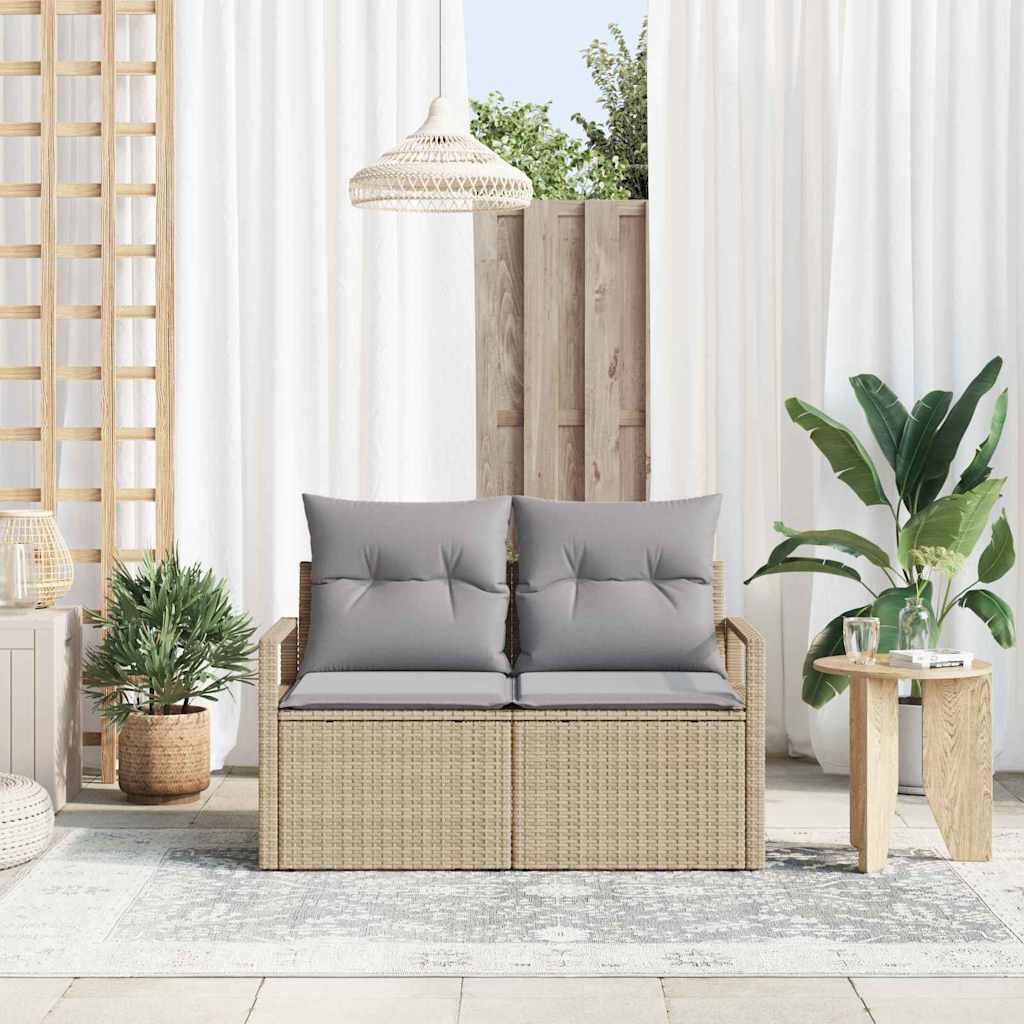 Tuinbank met kussen 120 x 62 x 69 cm poly rattan