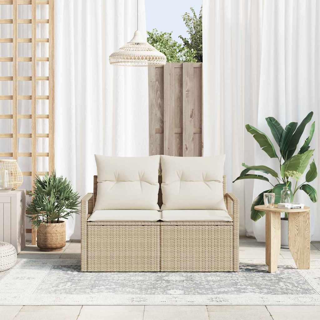 Tuinbank met kussen met opslag 120 x 62 x 69 cm poly rattan