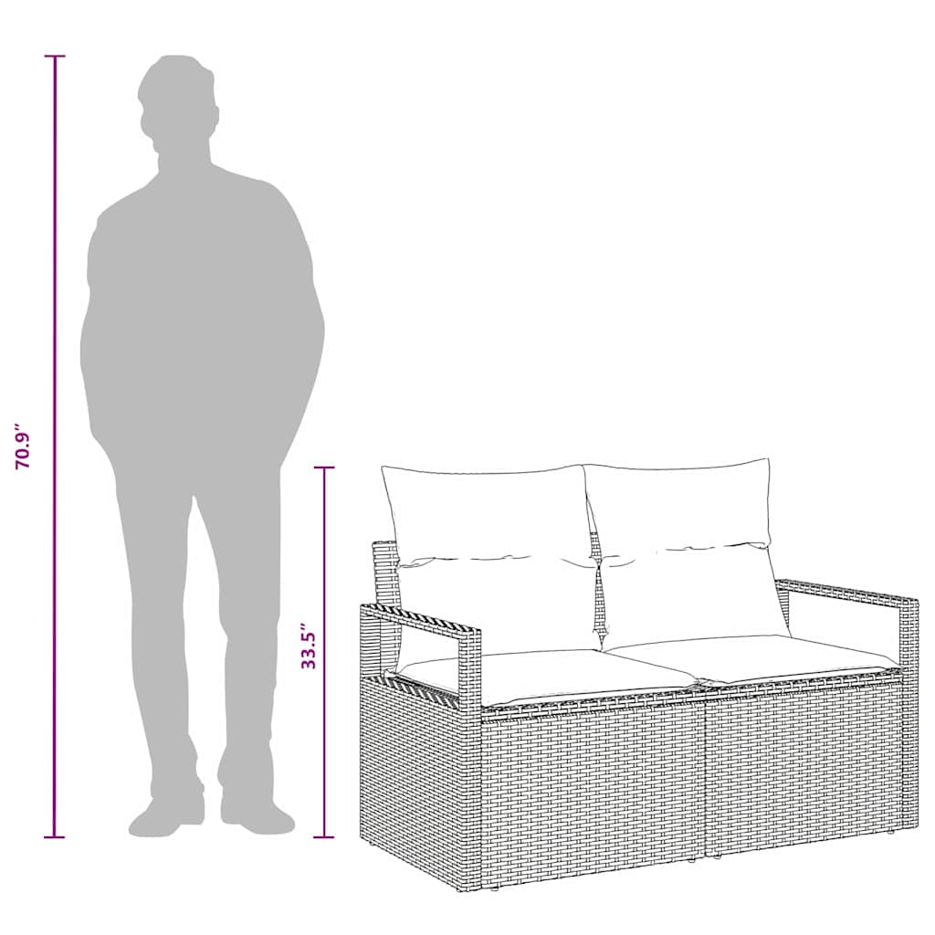 Tuinbank met kussen met opslag 120 x 62 x 69 cm poly rattan