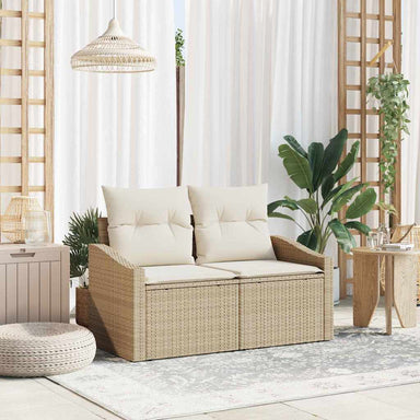Tuinbank met kussen 123 x 62 x 69 cm poly rattan